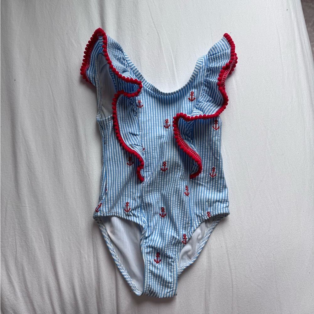 Little Me Striped Blue and Red Kids One Piece Swimsuit